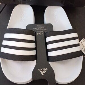 Adidas Adilette Shower Slide Size 12 Water Sandal Black /White NEW